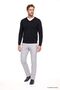 Men's Gray Slim Fit Slim Fit Waist Tie Side Pocket Seersucker Patterned Trousers - 2