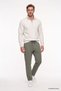 Men's Khaki Cotton Diagonal Patterned Jogger Pants with Elastic Waist, Standard Fit, Regular Cut