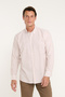 Men's Mink-White 100% Cotton Comfort Fit Relaxed Cut Button-Down Collar Striped Shirt - 2