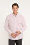 Men's Burgundy-White 100% Cotton Comfort Fit Relaxed Cut Button-Down Collar Striped Shirt - 5