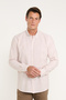 Men's Mink-White 100% Cotton Comfort Fit Relaxed Cut Button-Down Collar Striped Shirt
