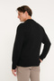 Men's Black Cotton Standard Fit Regular Cut Stand Collar Knitwear Cardigan - 6