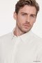 Men's Ecru Cotton Comfort Fit Relaxed Cut Hidden Button Collar Shirt - 3