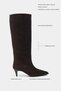 Jolie Brown Suede Genuine Leather Pointed Toe Women's Heeled Boots - 2