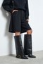 Sery Black Matte Gaiter Buckle Detail Pointed Toe Women's Heeled Boots - 8