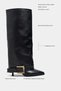 Sery Black Matte Gaiter Buckle Detail Pointed Toe Women's Heeled Boots - 2