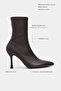 Palma Brown Matte Stretch Pointed Toe Thin Heel Zippered Women's Boots - 2