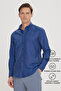 Men's Oxford Dark Navy Button-Down Collar Easy-Iron Cotton Slim Fit Slim Fit Shirt - 6