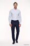 Men's Light Blue 100% Cotton Oxford Slim Fit Buttoned Collar Flamed Shirt - 5