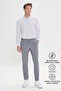 Men's Gray Slim Fit Slim Fit Waist Tie Side Pocket Seersucker Patterned Trousers - 7