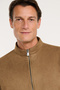 Men's Beige Standard Fit Regular Cut Stand Collar Suede Jacket Coat - 9