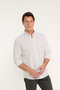 Men's Khaki-White 100% Cotton Comfort Fit Relaxed Cut Button-Down Collar Striped Shirt