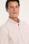 Men's Mink-White 100% Cotton Comfort Fit Relaxed Cut Button-Down Collar Striped Shirt - 6