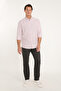 Men's Burgundy-White 100% Cotton Comfort Fit Relaxed Cut Button-Down Collar Striped Shirt - 3