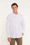 Men's Grey-White 100% Cotton Comfort Fit Relaxed Cut Button-Down Collar Striped Shirt - 2
