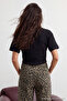 Black Cropped Regular Knit T-Shirt TEDSS24TS00008 - 4
