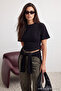 Black Cropped Regular Knit T-Shirt TEDSS24TS00008