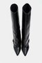 Sery Black Matte Gaiter Buckle Detail Pointed Toe Women's Heeled Boots - 7