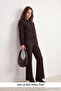 Petite Koyu Kahverengi Bootcut Pantolon TWOAW27PL00094