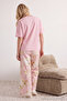 Pembe %100 Pamuklu Çiçekli Örme Pijama Takımı THMSS25PT00061 - 5