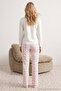 White 100% Cotton Teddy Bear Print Plaid Knitted Pajama Set THMAW25PT00088 - 4