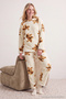 Ekru Çok Renkli Ayıcıklı Wellsoft Kışlık Örme Pijama Takımı THMAW24PT00191 - 2