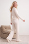 Ecru Ruffled Waffle Knit Pajama Set THMAW26PT00126 - 5
