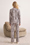 Multicolor Leopard Printed Bow/Ribbon Piped Knit Pajama Set THMAW25PT00107 - 2