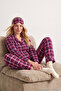 Soft Feel and Brushed Claret Red Plaid Pajamas Set - Sleep Band Thmaw24pt00100 - 3