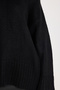 Women's Oversize Wide Cut Crew Neck Three-Quarter Sleeve Black Knitwear Sweater - 5