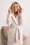 Ecru Belted Heart Fleece Winter Knit Robe THMAW24SB00002 - 2