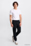 Regular Fit Normal Cut Ribbed Leg Black Sweatpants Tracksuit Bottoms
