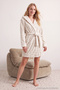 Ecru Belted Heart Fleece Winter Knit Robe THMAW24SB00002 - 4