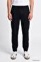 Regular Fit Normal Cut Ribbed Leg Black Sweatpants Tracksuit Bottoms - 3