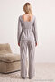 Gray Melange Cotton Blend Lace Detailed Knitted Pajama Set Thmaw26Pt00084 - 3