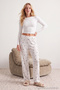 Black-White 2-Pack Heart Fleece Winter Knitted Pajama Bottoms Thmaw25Pj00004 - 3