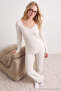 White 100% Cotton Floral Lace Detailed Corded Fabric/Pointelle Knit Pajama Set THMAW26PT00165 - 2
