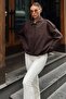 Brown Polo Collar Women's Bomber Jacket with Zipper and Placket Detail