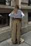 Khaki Extra Loose Leg Women's Parachute Pants with Elastic Waist and Cuffs and Cargo Pockets - 5