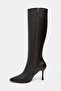 Doli Brown Matte Zipper Detail Pointed Toe Thin Heeled Women's Boots - 7