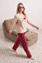 Somon Ekoseli Yılbaşı Temalı Polar Kışlık Örme Pijama Takımı THMAW25PT00137 - 3