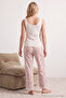 Ekru %100 Pamuklu Çiçekli Dantel Detaylı Örme Pijama Takımı THMSS25PT00223 - 5