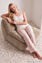 Ekru %100 Pamuklu Çiçekli Dantel Detaylı Örme Pijama Takımı THMSS25PT00223 - 3