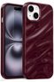 iPhone 14 Plus/15 Plus Case Shiny Embossed Wave Design Patterned Shock-Absorbing Silicone