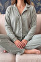 Green Eclipse Patterned Button-Front Plush Fleece Pajama Set - 5