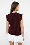 Bordo V Yaka Vücudu Saran Crop Triko Süveter TWOAW25SV00007 - 4