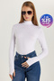 Women's Regular Fit Classic Cut Viscose Fabric Turtleneck White Blouse - 9
