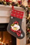 Snowman Christmas Plush Socks Embossed 40X26 cm Red Plaid New Year Pine Tree Hanging Ornament - 3