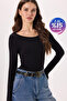 Women's Slim Fit Slim Fit Long Sleeve Viscose Black Blouse