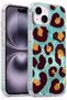 iPhone 13/14/15 Case Holographic Blue Leopard Pattern Shock-Absorbing Camera Protection Silicone